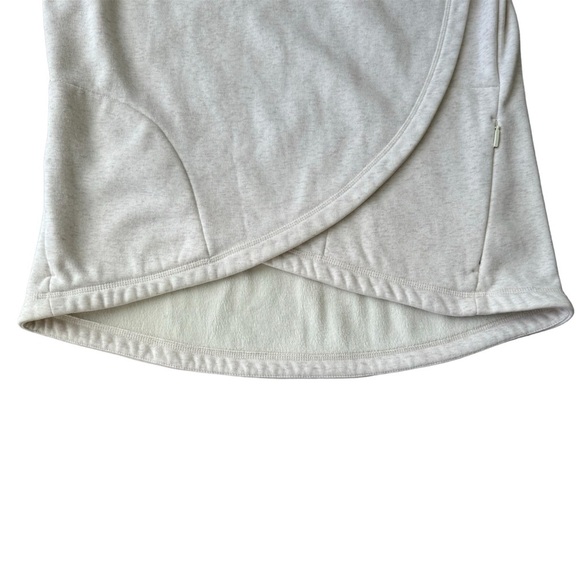 Athleta Cozy Karma Asymmetrical Mock Neck Funnel pullover Fleece Small Oatmeal - Picture 8 of 9